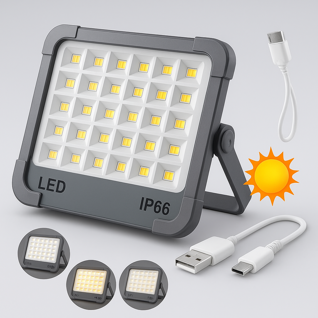 Lampes solaires LED étanches IP66 pour camping, extérieur 100 W