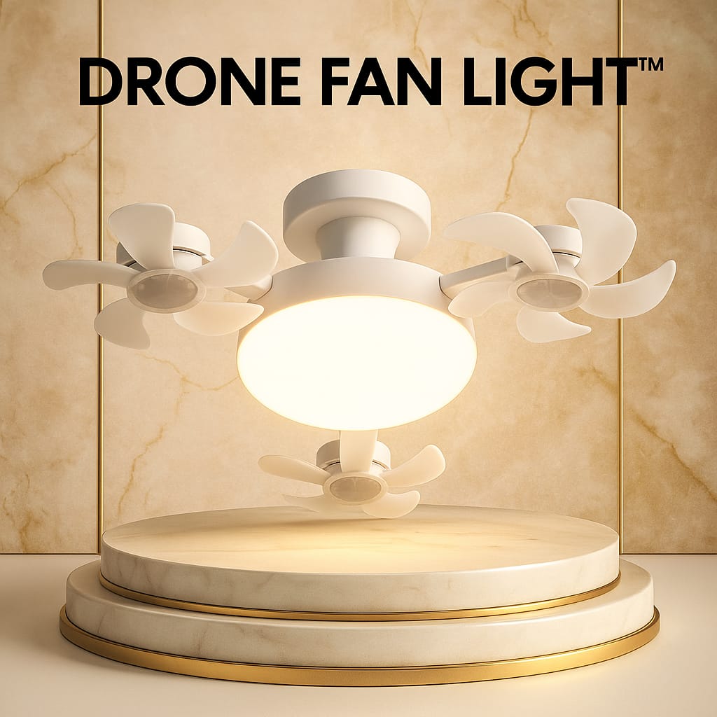 Ventilateur de plafond 3 hélices avec lumière LED 2 en 1